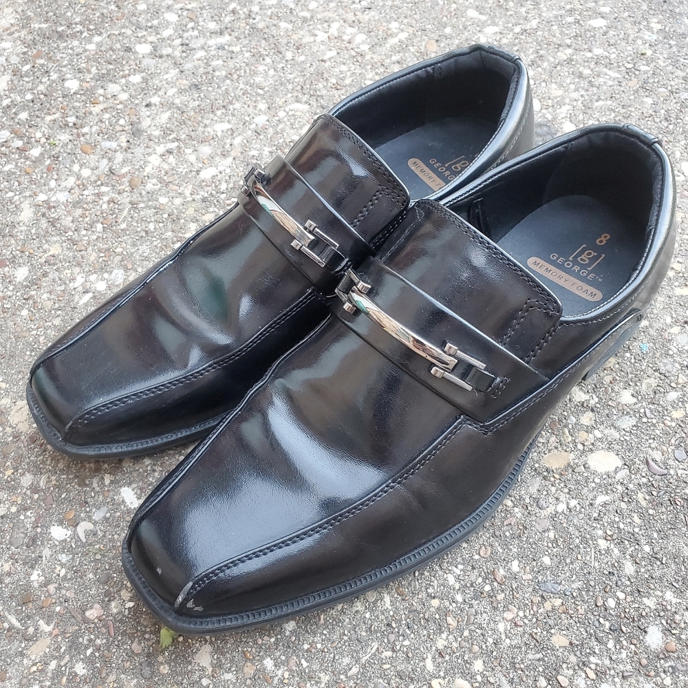 George Memory Foam Black Dress Shoes Mens 8